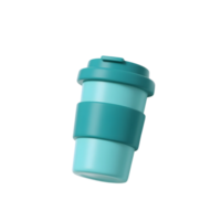 Reusable coffee cup with teal band isolated on transparent background png
