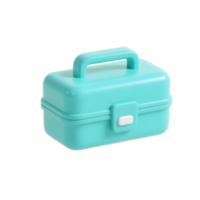 Aqua plastic lunchbox with handle isolated on transparent background png