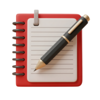 Notebook with pen isolated on transparent background png