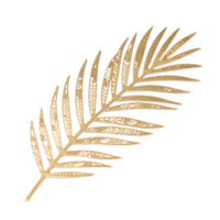 Elegant golden tropical leaf cutout isolated on transparent background png