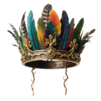 Ornate feather crown with gold accents isolated on transparent background png