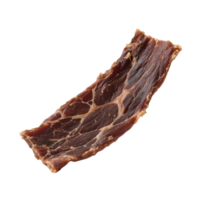 Single strip of beef jerky isolated on transparent background shows texture png