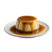 Caramel pudding dessert with sauce isolated on transparent background png