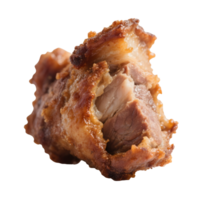 Crispy pork crackling isolated on transparent background in a close up shot png