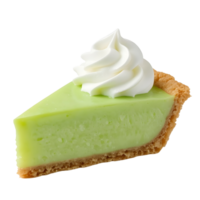 Slice of key lime pie with whipped cream isolated on transparent background png