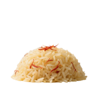 Saffron rice isolated on transparent background in a close up studio shot png