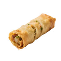 Golden spring roll isolated on transparent background shows savory filling png