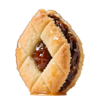 Jam filled cookie isolated on transparent background shows lattice crust png