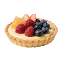 Small fruit tart with berries isolated on transparent background png