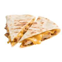 Two halves of a chicken quesadilla isolated on transparent background png