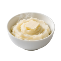 Bowl of mashed potatoes with butter isolated on transparent background png