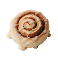 Cinnamon roll with white icing isolated on transparent background png