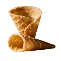 Two empty waffle cones stacked isolated on transparent background png