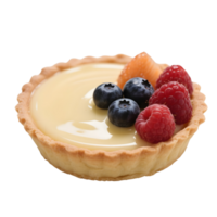 Fruit tart with berries and custard isolated on transparent background png