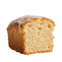 Slice of pound cake with icing isolated on transparent background png