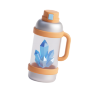 Modern water bottle with blue crystals isolated on transparent background png