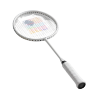 White badminton racket isolated on transparent background for design use png