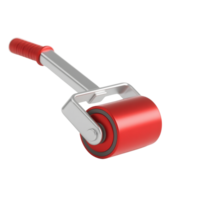 A red hand roller tool with a silver handle isolated on transparent background png