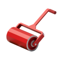 A red hand roller tool with a matching handle isolated on transparent background png