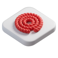 Red rope coiled in a spiral isolated on transparent background png