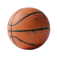 Worn basketball with peeling texture isolated on transparent background png