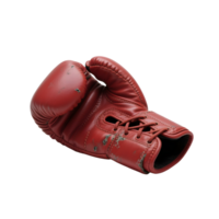 Red vintage boxing glove isolated on transparent background studio shot png