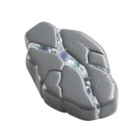 Gray rock with crystal mineral isolated on transparent background png