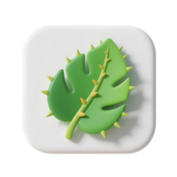 Green leaf icon with thorns isolated on transparent background design png