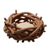 Bird nest with cream egg isolated on transparent background png
