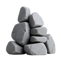 Pile of grey stones stacked on each other isolated on transparent background png
