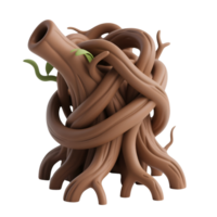 Cartoon tree trunk with intertwined branches isolated on transparent background png