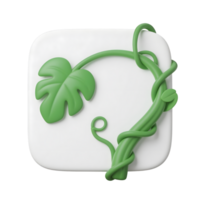 Vine and monstera leaf frame isolated on transparent background png