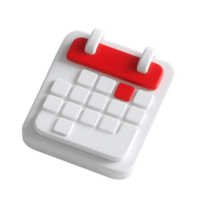 A white calendar with a red highlight isolated on transparent background png