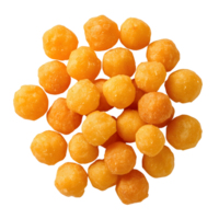 A pile of cheese ball snacks isolated on transparent background png