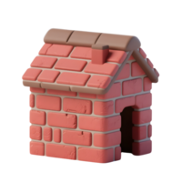 A small brick house with a chimney isolated on transparent background png