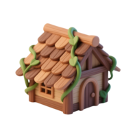 A cartoon house with a shingled roof isolated on transparent background png