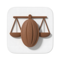 Brown scales of justice with cocoa bean isolated on transparent background png