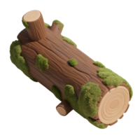 A mossy brown log with cut branches isolated on transparent background png