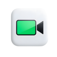 A white camera icon with green screen isolated on transparent background png