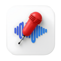 un rojo micrófono y sonido ola aislado en transparente antecedentes png