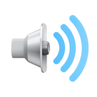 A gray speaker with sound waves isolated on transparent background png