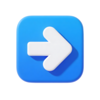 A blue square button with a white arrow isolated on transparent background png