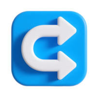 A white rotating arrow on a blue square isolated on transparent background png