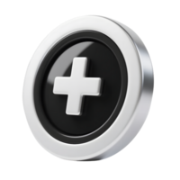 A glossy plus sign button isolated on transparent background png