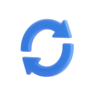 Blue rotating arrows isolated on transparent background png