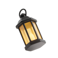A black lantern with a yellow light isolated on transparent background png