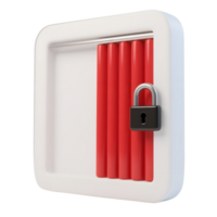A red locker with a padlock isolated on transparent background png