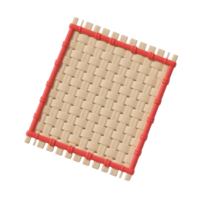 A square woven straw mat with a red border isolated on transparent background png