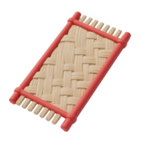 A woven straw mat with a red border isolated on transparent background png