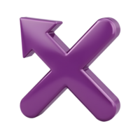 A purple cancel symbol with an arrow isolated on transparent background png
